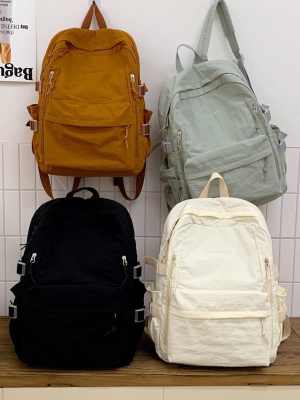 Ruksak s jednostavnim stilom, velika kapaciteta za svakodnevnu vožnju i kampus, kompatibilan s 14-inčnim laptopom, najlon, unisex ( Najlon | 20–35L | 14-inčni laptop | Prozračan | Zakrivljene naramenice )