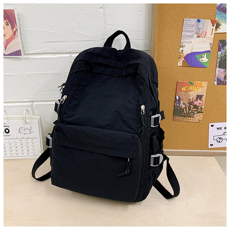 Ruksak s jednostavnim stilom, velika kapaciteta za svakodnevnu vožnju i kampus, kompatibilan s 14-inčnim laptopom, najlon, unisex ( Najlon | 20–35L | 14-inčni laptop | Prozračan | Zakrivljene naramenice )