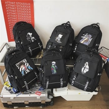 Unisex školska torba od Oxford platna, velika kapaciteta, motiv likova, zakrivljene naramenice, poliesterska podstava, za učenike srednje škole