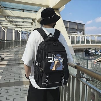 Unisex školska torba od Oxford platna, velika kapaciteta, motiv likova, zakrivljene naramenice, poliesterska podstava, za učenike srednje škole