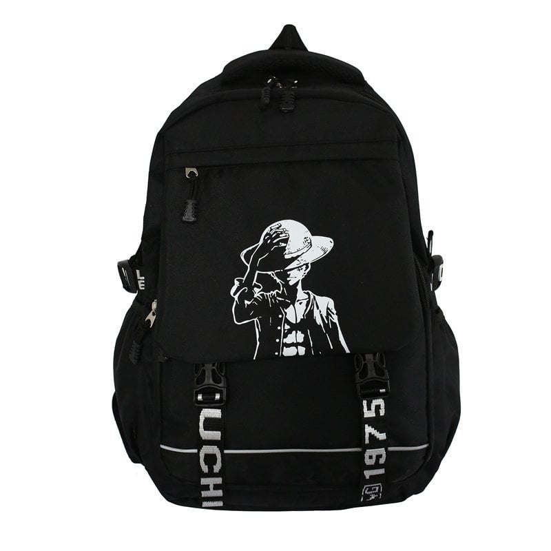 Unisex školska torba od Oxford platna, velika kapaciteta, motiv likova, zakrivljene naramenice, poliesterska podstava, za učenike srednje škole