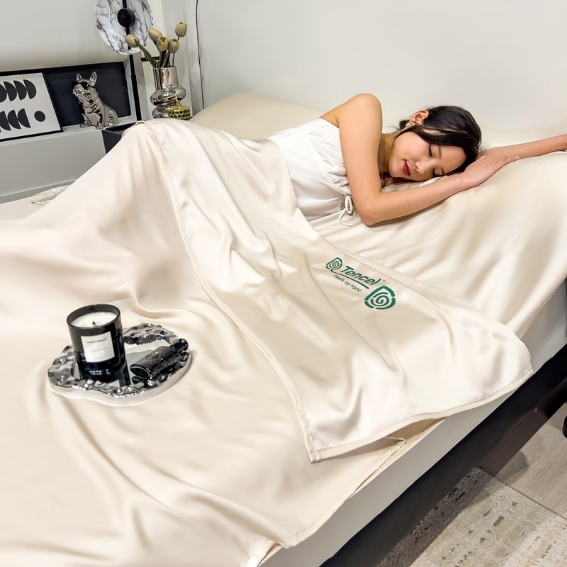 Sac de dormit pentru camping din Lyocell, stil minimalist, țesătură Lyocell 80S, model solid, vopsire reactivă, altă țesătură, stil modern și simplu