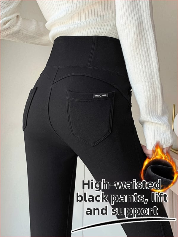 Femei Pantaloni skinny cu talie înaltă, îngroșați, din viscoză