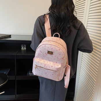 Ruksak za casual putovanja s otiskom mačke, PU materijal, zatvarač na zip, džep za telefon, vodootporan i otporan na krađu, velika kapaciteta