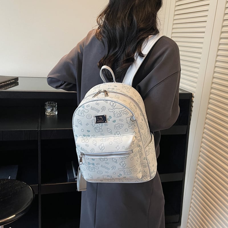 Ruksak za casual putovanja s otiskom mačke, PU materijal, zatvarač na zip, džep za telefon, vodootporan i otporan na krađu, velika kapaciteta