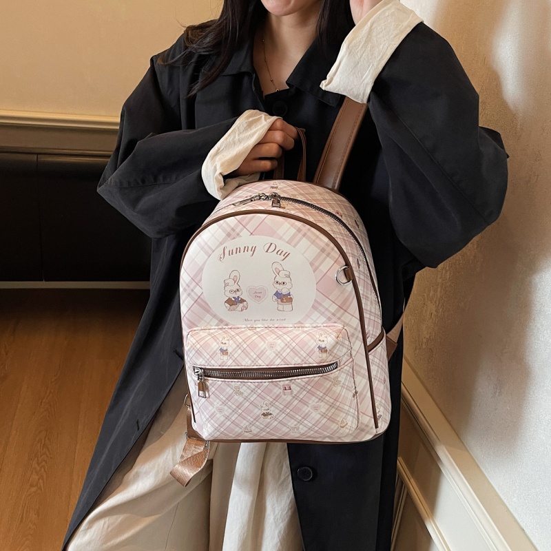 Ruksak za casual putovanja s otiskom mačke, PU materijal, zatvarač na zip, džep za telefon, vodootporan i otporan na krađu, velika kapaciteta