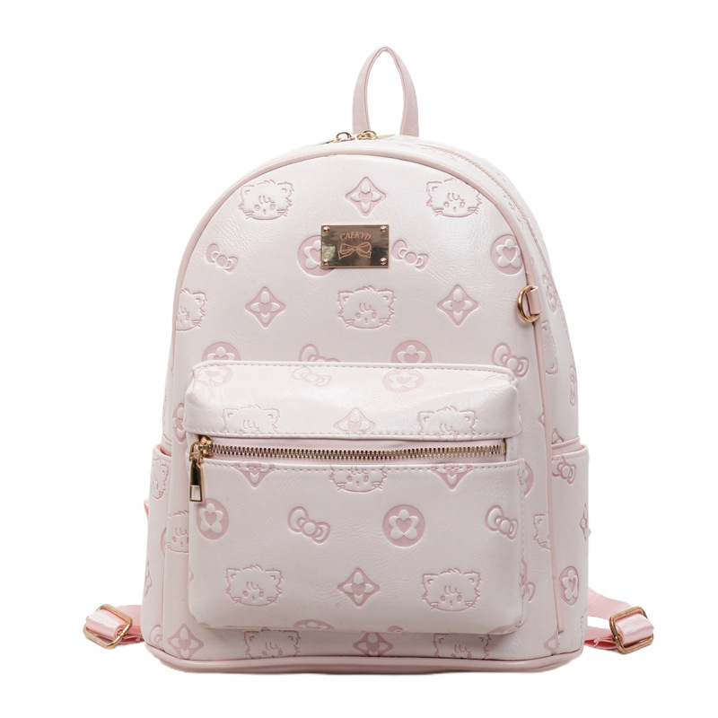 Ruksak za casual putovanja s otiskom mačke, PU materijal, zatvarač na zip, džep za telefon, vodootporan i otporan na krađu, velika kapaciteta