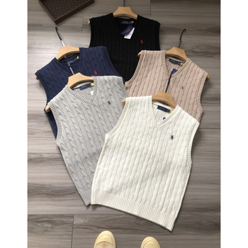 Póni hímzéses kötött mellény, ujjatlan, V-nyakú, uniszex, 100% pamut, minden szezonra