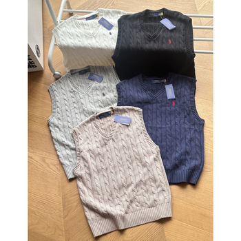 Póni hímzéses kötött mellény, ujjatlan, V-nyakú, uniszex, 100% pamut, minden szezonra