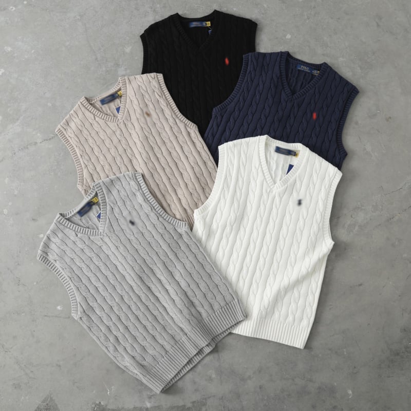 Póni hímzéses kötött mellény, ujjatlan, V-nyakú, uniszex, 100% pamut, minden szezonra