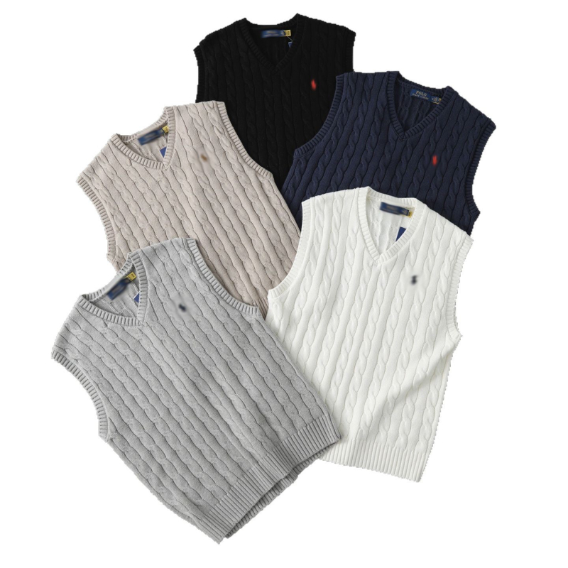 Póni hímzéses kötött mellény, ujjatlan, V-nyakú, uniszex, 100% pamut, minden szezonra
