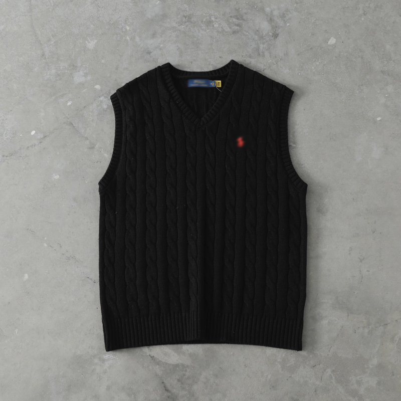 Póni hímzéses kötött mellény, ujjatlan, V-nyakú, uniszex, 100% pamut, minden szezonra