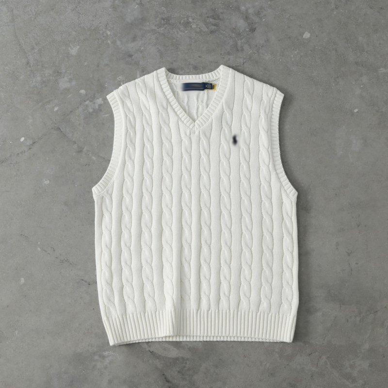 Póni hímzéses kötött mellény, ujjatlan, V-nyakú, uniszex, 100% pamut, minden szezonra