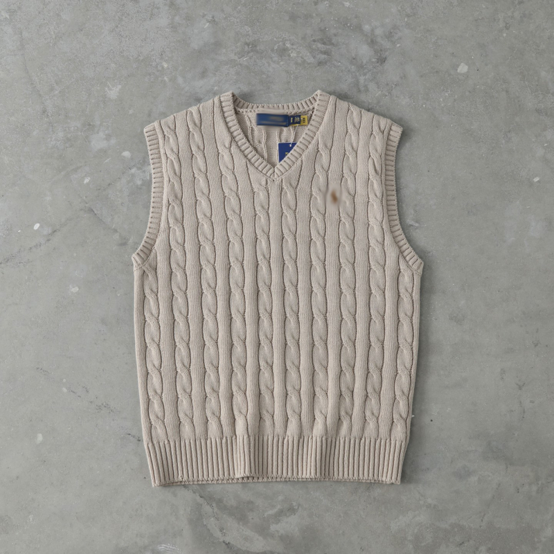 Póni hímzéses kötött mellény, ujjatlan, V-nyakú, uniszex, 100% pamut, minden szezonra