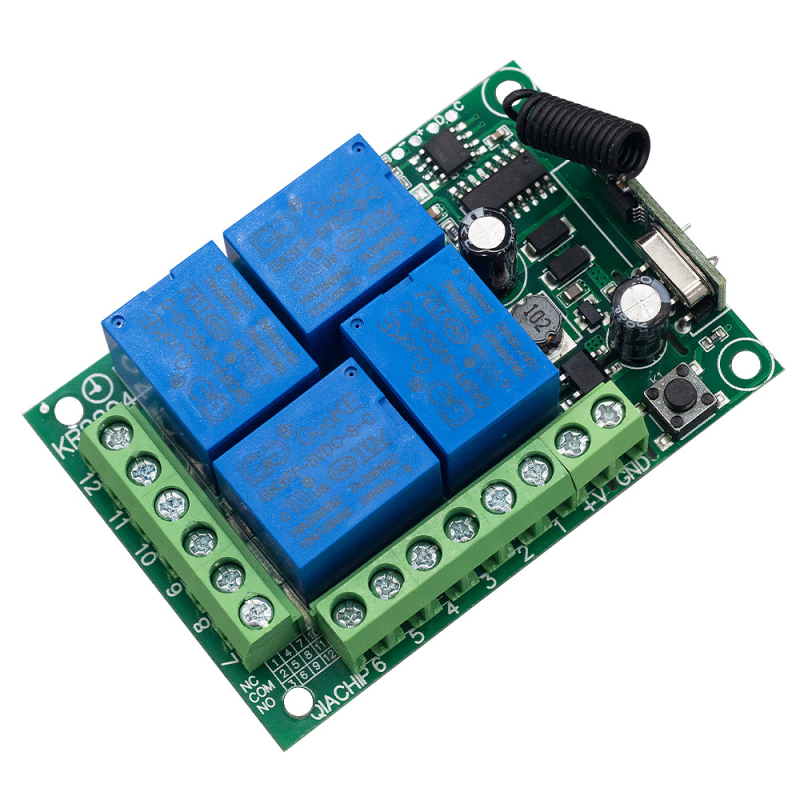 433MHz četiri-kanalni bežični prekidač upravljački modul za 110–220V relej