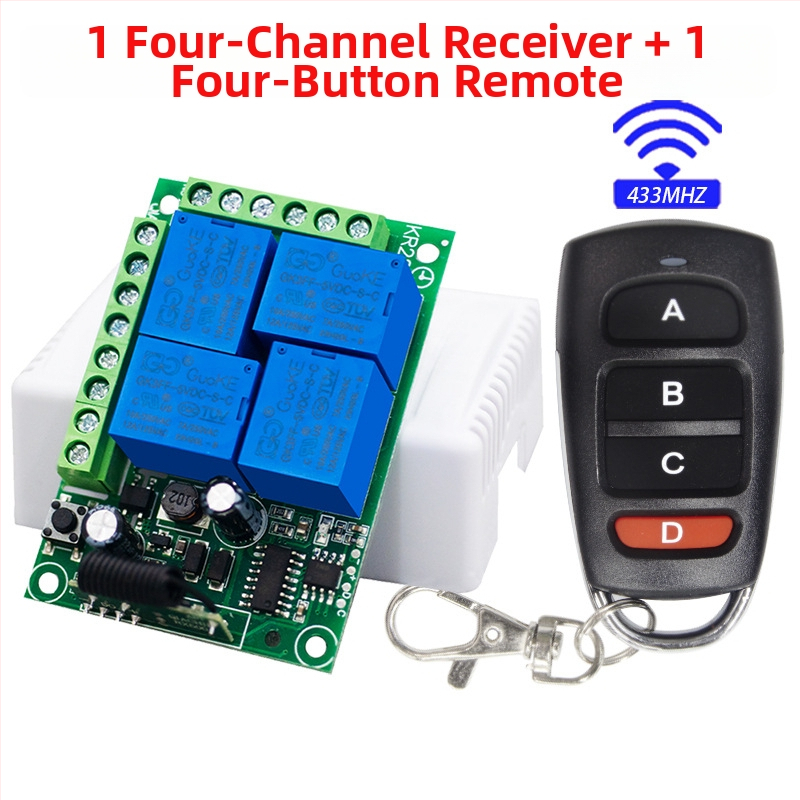 433MHz četiri-kanalni bežični prekidač upravljački modul za 110–220V relej