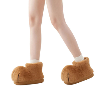 Домашни пантофи за възрастни, пара родител-дете, топла подплата, горна част от телешка кожа и подметка от гума TPR