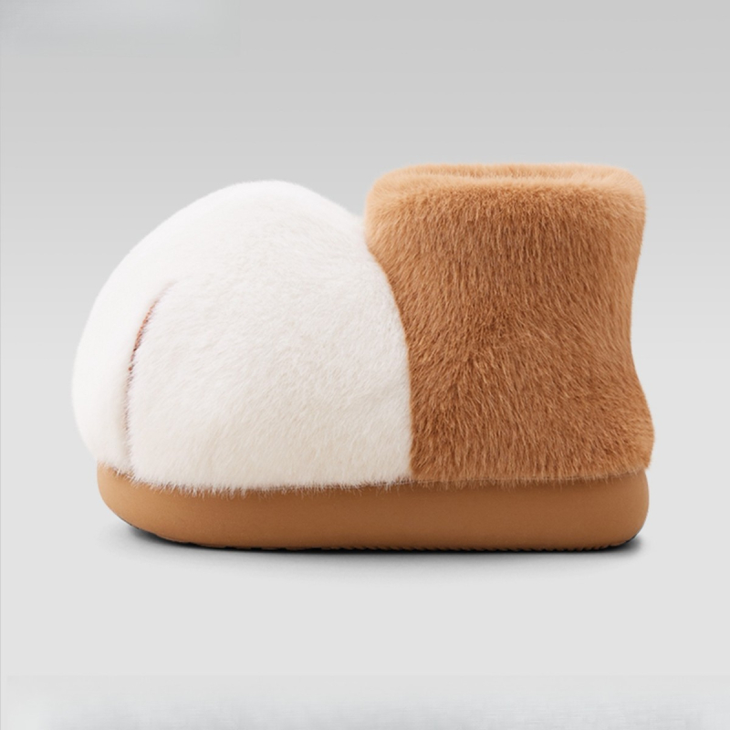 Домашни пантофи за възрастни, пара родител-дете, топла подплата, горна част от телешка кожа и подметка от гума TPR
