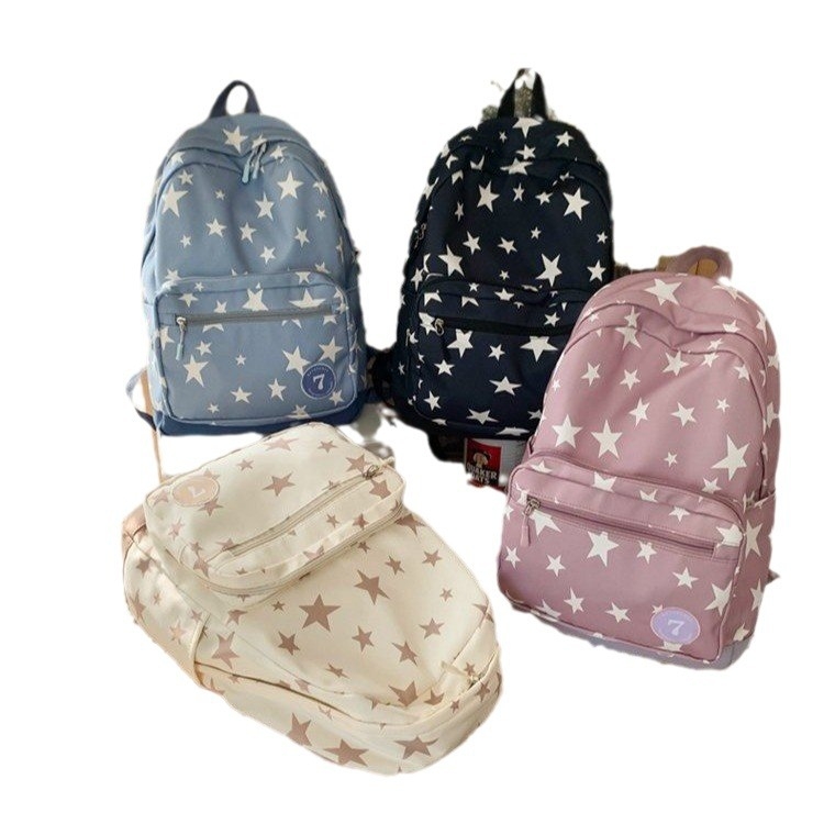 Najlon školska torba s džepom za prijenosno računalo, zatvaranje na zip, vodootporna, Mori stil sa zvjezdicama