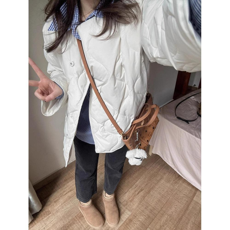 Ženska jakna s kviltom od imitacije svile i pamuka, plus veličine, Korejski stil, lagana zimska jakna, 2025 jesen