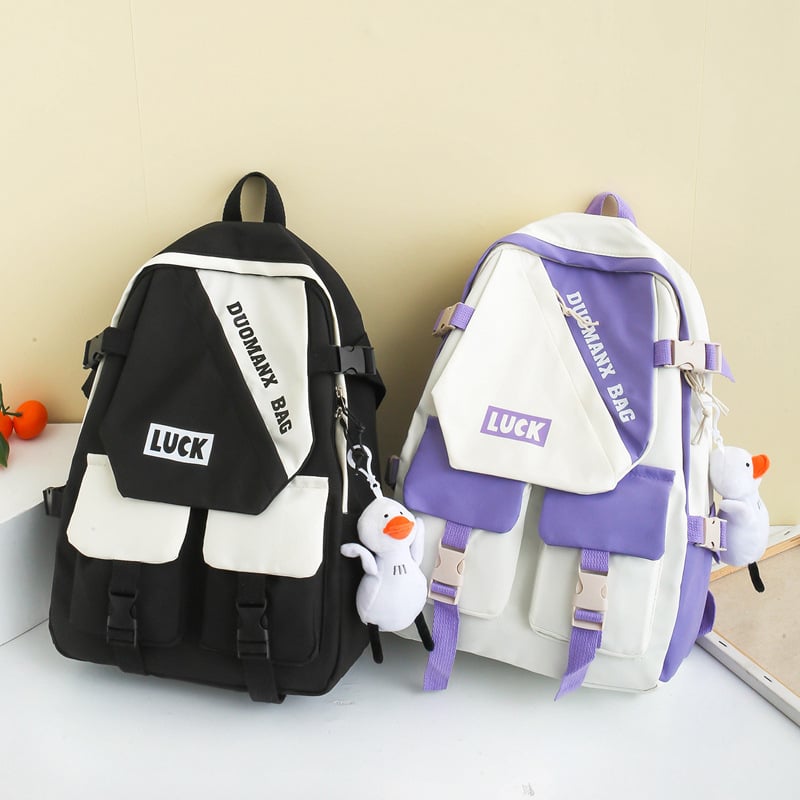 Unisex nylon ruksak za školu s jastučićima zraka na remenima, prozračan, otporan na habanje, proširiv, za srednjoškolce, kontrastni uzorak