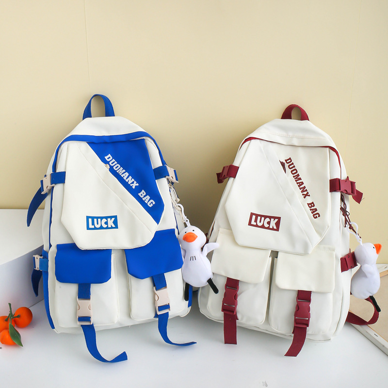 Unisex nylon ruksak za školu s jastučićima zraka na remenima, prozračan, otporan na habanje, proširiv, za srednjoškolce, kontrastni uzorak