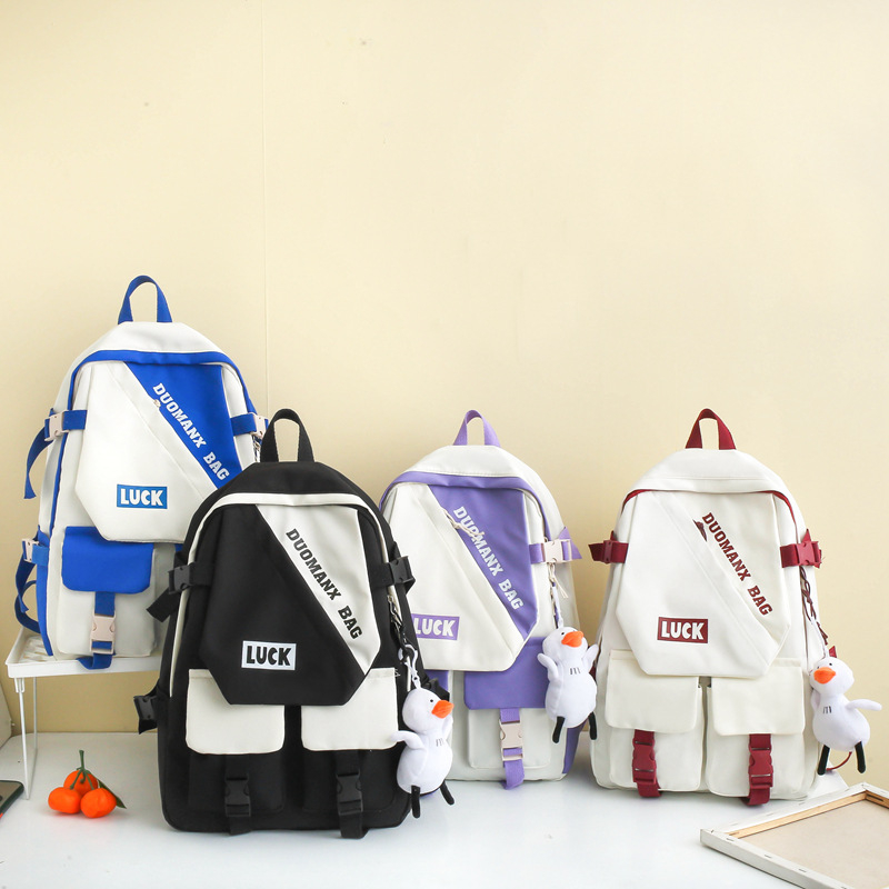 Unisex nylon ruksak za školu s jastučićima zraka na remenima, prozračan, otporan na habanje, proširiv, za srednjoškolce, kontrastni uzorak