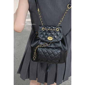 PU ruksak s lančanim bucket dizajnom, gradski jednostavan stil, ljeto 2024, podstava poliester, zatvoren način otvaranja, mekana konstrukcija