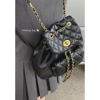 PU ruksak s lančanim bucket dizajnom, gradski jednostavan stil, ljeto 2024, podstava poliester, zatvoren način otvaranja, mekana konstrukcija