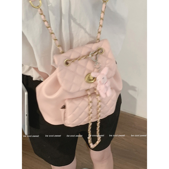 PU ruksak s lančanim bucket dizajnom, gradski jednostavan stil, ljeto 2024, podstava poliester, zatvoren način otvaranja, mekana konstrukcija