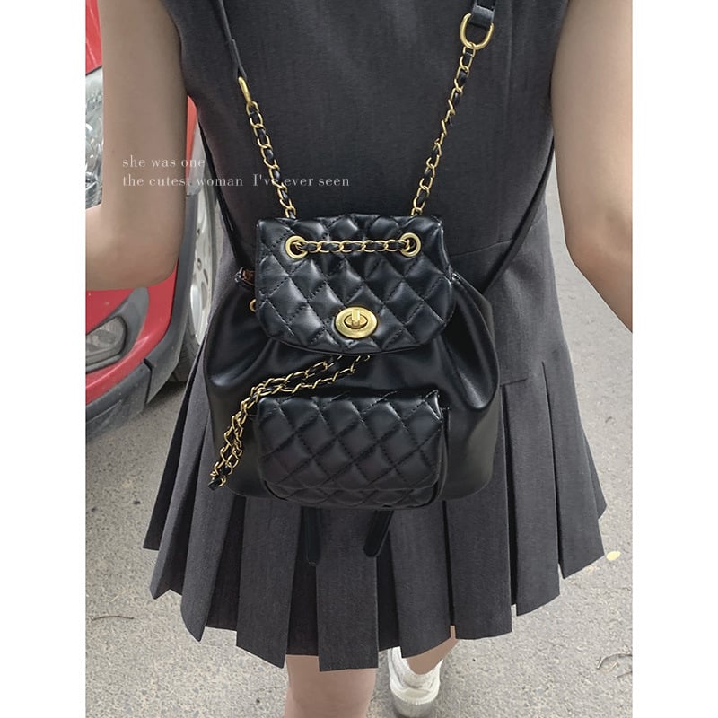 PU ruksak s lančanim bucket dizajnom, gradski jednostavan stil, ljeto 2024, podstava poliester, zatvoren način otvaranja, mekana konstrukcija