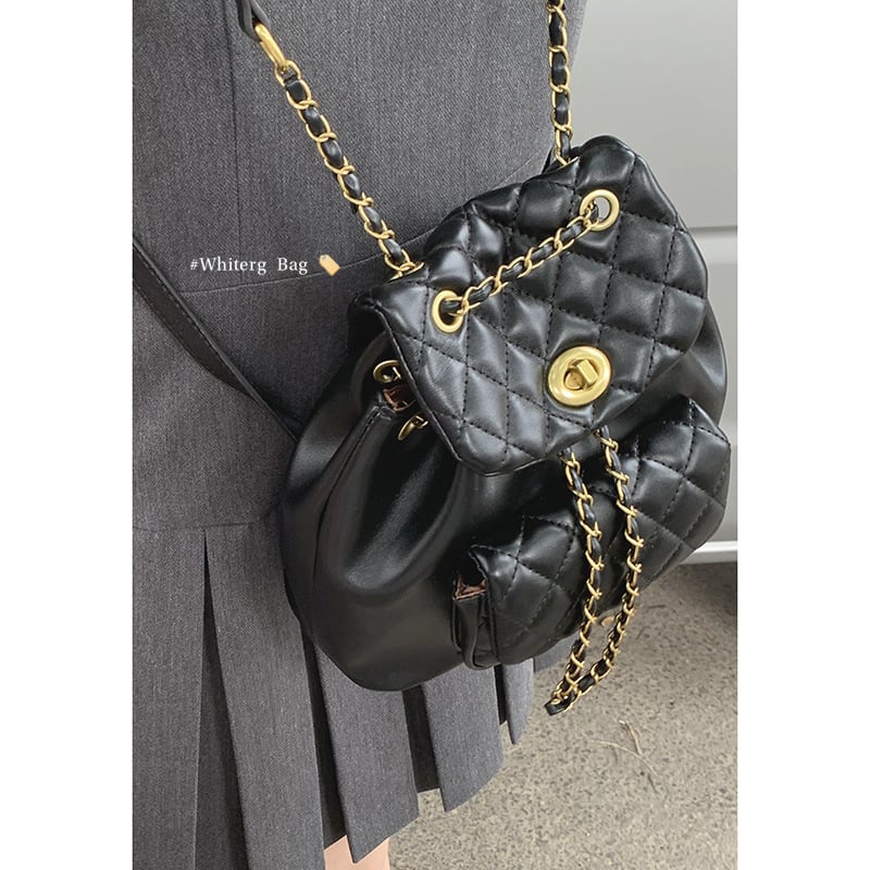 PU ruksak s lančanim bucket dizajnom, gradski jednostavan stil, ljeto 2024, podstava poliester, zatvoren način otvaranja, mekana konstrukcija