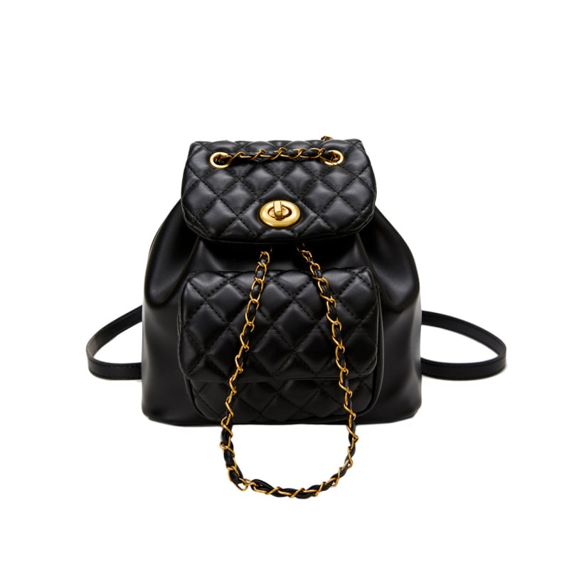 PU ruksak s lančanim bucket dizajnom, gradski jednostavan stil, ljeto 2024, podstava poliester, zatvoren način otvaranja, mekana konstrukcija