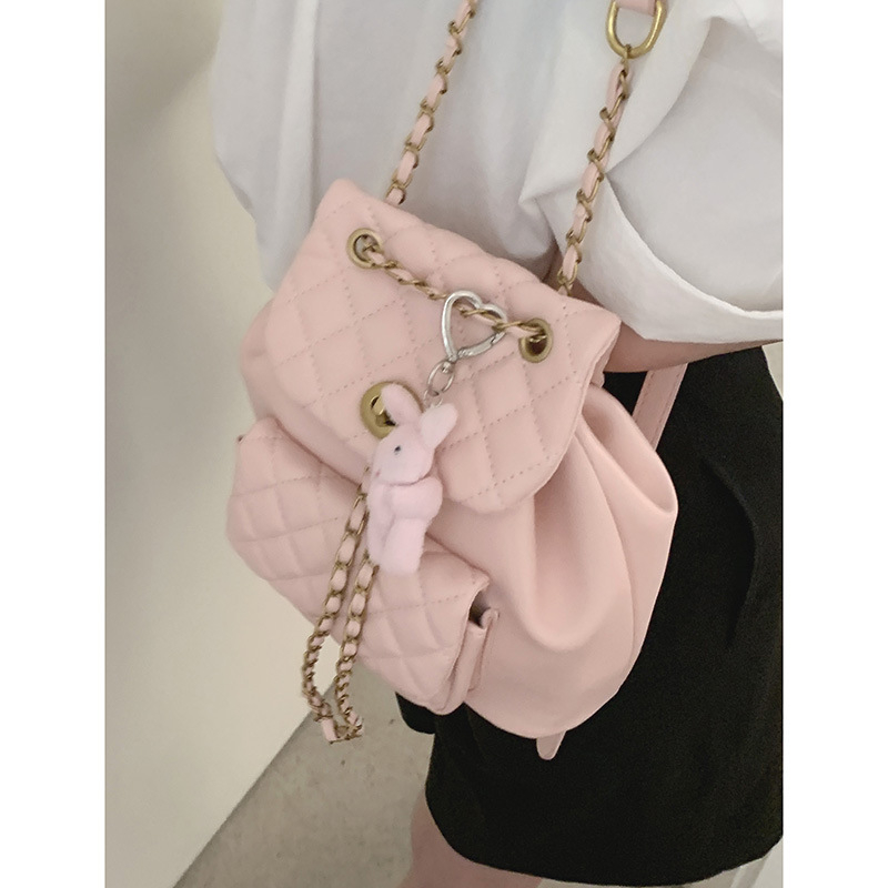 PU ruksak s lančanim bucket dizajnom, gradski jednostavan stil, ljeto 2024, podstava poliester, zatvoren način otvaranja, mekana konstrukcija