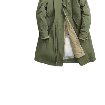 Zimski dugi pamučni kaput u japanskom retro stilu, s flis podstavom i lažnom dvodijelnom unutarnjom podstavom, stojeći ovratnik, zatvarač