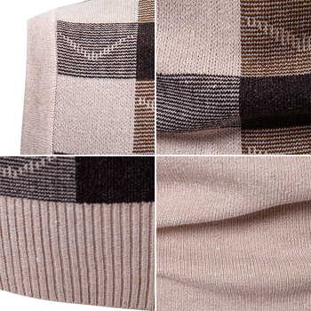 Férfi V-nyakú kötött mellény, rácsos mintával, ujj nélküli, szűkített fazon