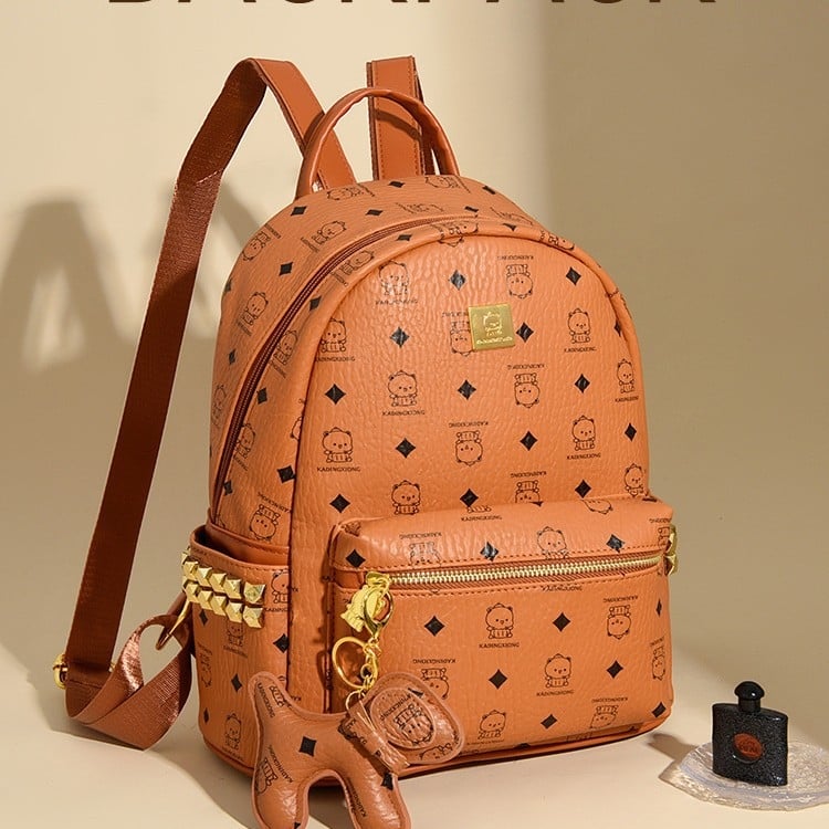 UR ženski PU ruksak za gradski stil s motivom medvjeda, velik kapacitet, vodootporan