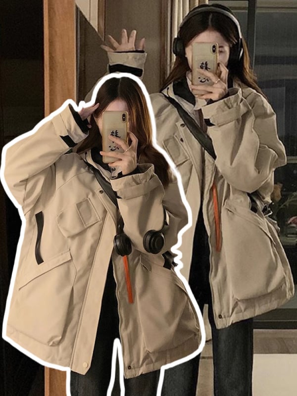 Дамско парка яке със quilted подплата, качулка и цип, средна дължина, зимна колекция 2025