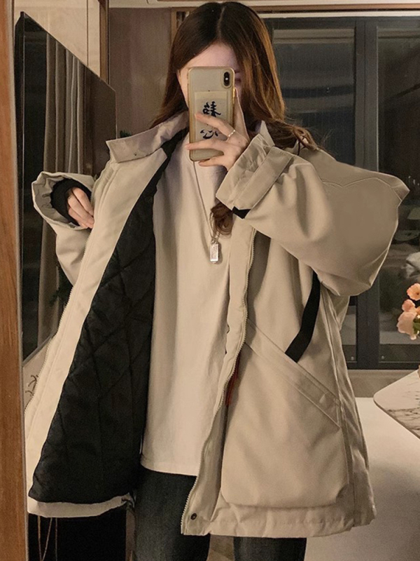 Дамско парка яке със quilted подплата, качулка и цип, средна дължина, зимна колекция 2025