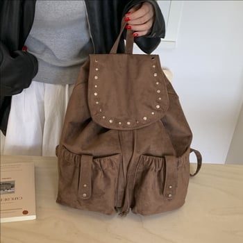 Benlan ženski ruksak od semiša, velika zapremina, s klapom, poliesterom podstavom, jesen 2025