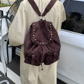 Benlan ženski ruksak od semiša, velika zapremina, s klapom, poliesterom podstavom, jesen 2025