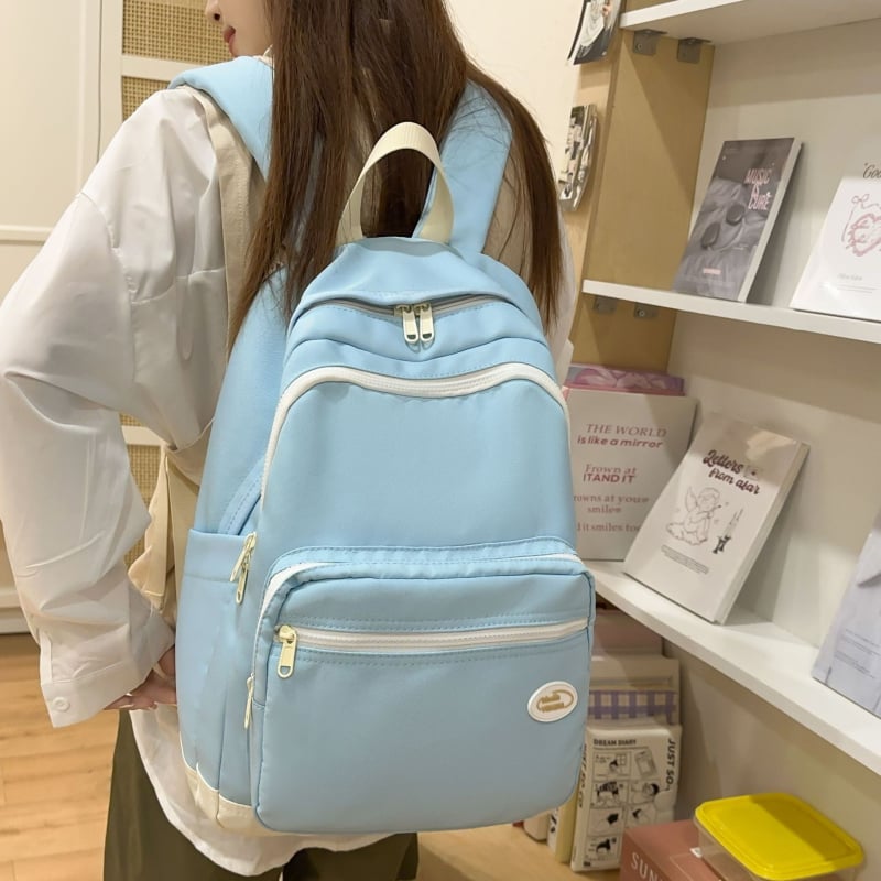 Studentski ruksak s jednostavnim dizajnom i japanskim nadahnućem, svjež stil (Najlon; Otporan na habanje; Zaštita kralježnice; Zračne naramenice; Poliester podstava)