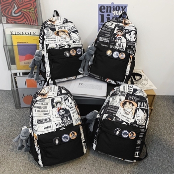 Ruksak za učenike s anime otiskom, najlon materijal, prozračan, zakrivljeni remen za ramena, veliki kapacitet