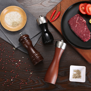 Măcinător manual din lemn pentru piper pudră și sare de mare | recipient pentru condimente, compatibil cu condimente solide, design modern minimalist