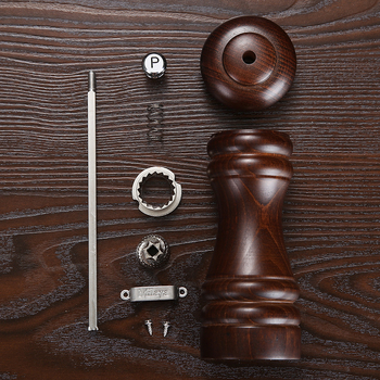 Măcinător manual din lemn pentru piper pudră și sare de mare | recipient pentru condimente, compatibil cu condimente solide, design modern minimalist