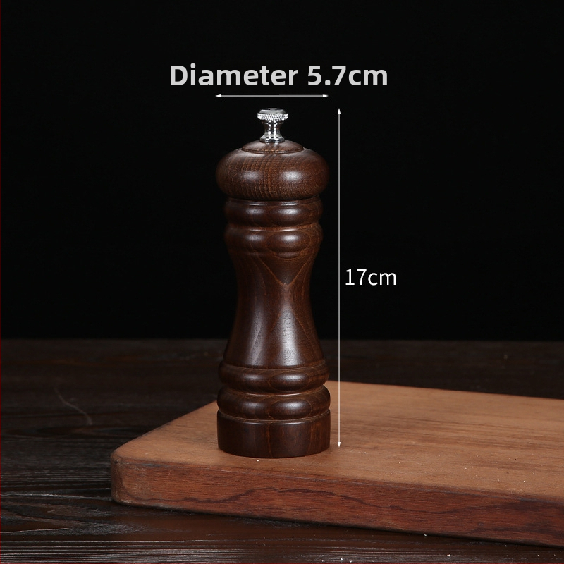 Măcinător manual din lemn pentru piper pudră și sare de mare | recipient pentru condimente, compatibil cu condimente solide, design modern minimalist