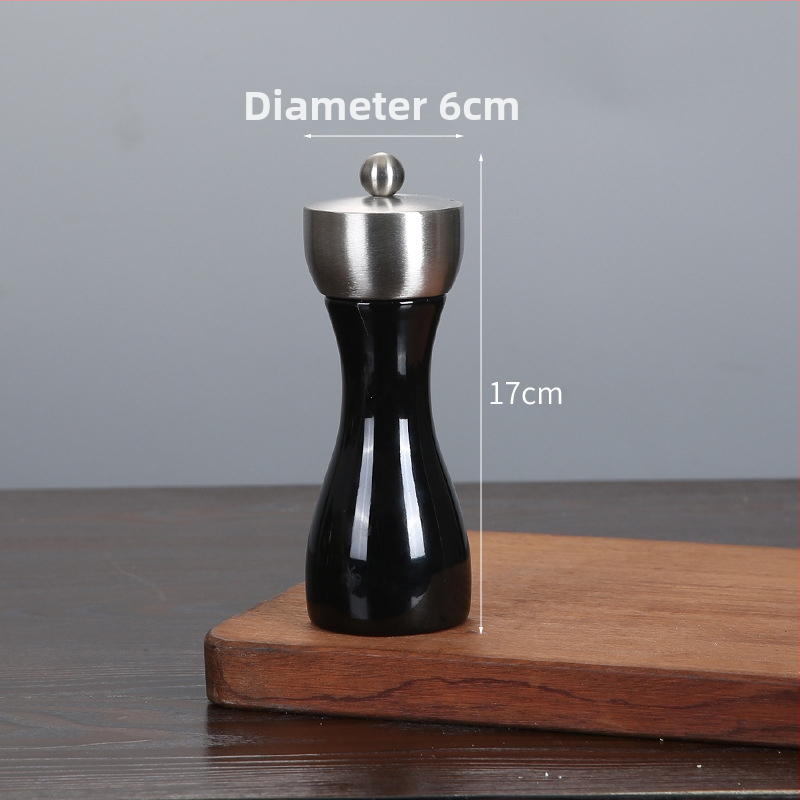 Măcinător manual din lemn pentru piper pudră și sare de mare | recipient pentru condimente, compatibil cu condimente solide, design modern minimalist