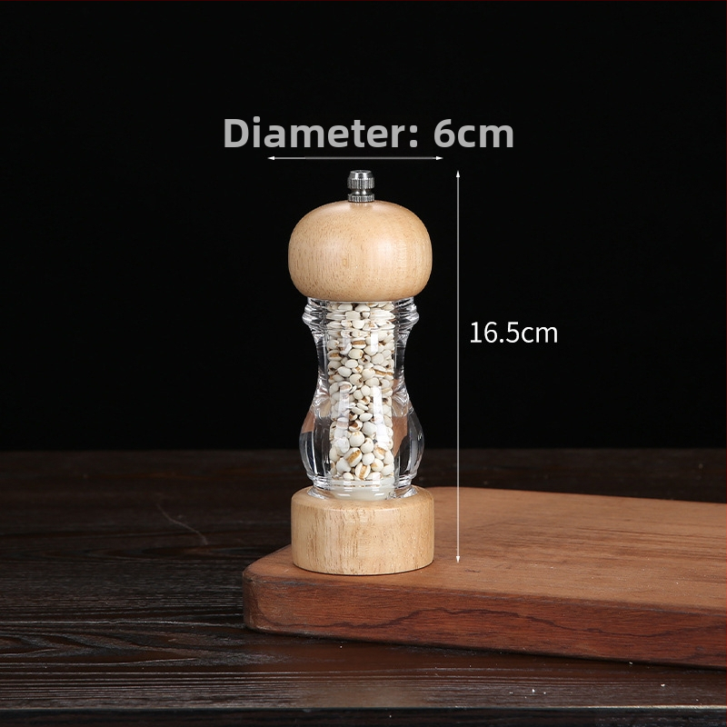 Măcinător manual din lemn pentru piper pudră și sare de mare | recipient pentru condimente, compatibil cu condimente solide, design modern minimalist
