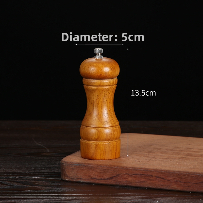 Măcinător manual din lemn pentru piper pudră și sare de mare | recipient pentru condimente, compatibil cu condimente solide, design modern minimalist
