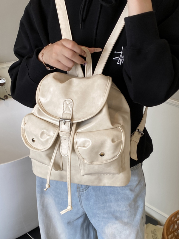 Ženski ruksak - velik kapacitet, urban minimalistički stil, PU materijal, zatvaranje poklopcem, unutarnja džep za dokumente, prozračan